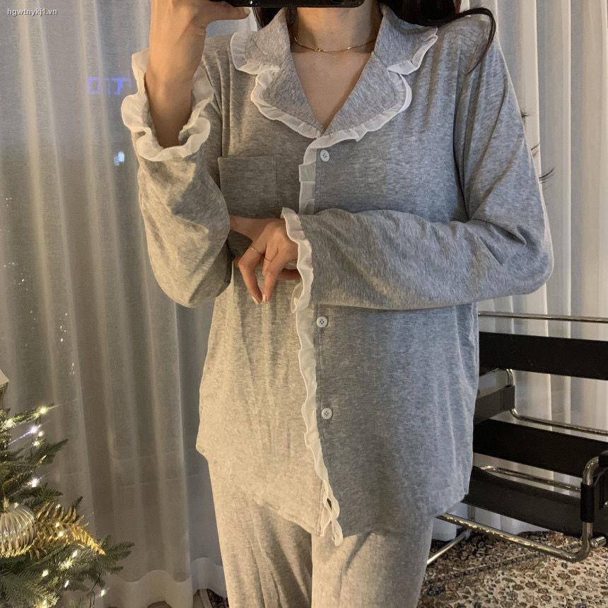 Bộ đồ ngủ pijama 2 mảnh dài tay đơn giản và ngọt ngào thời trang mặc nhà cho nữ | BigBuy360 - bigbuy360.vn