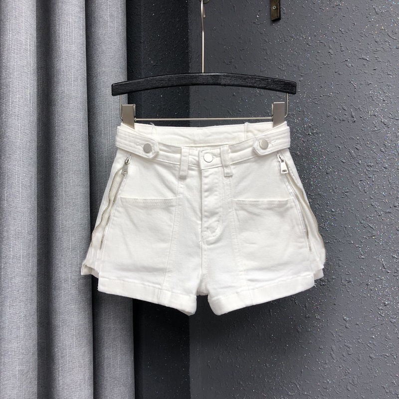 Jiashucheng Quần Short Denim Chữ a Cạp Cao Phong Cách Mới Mùa Hè Dễ Phối Đồ