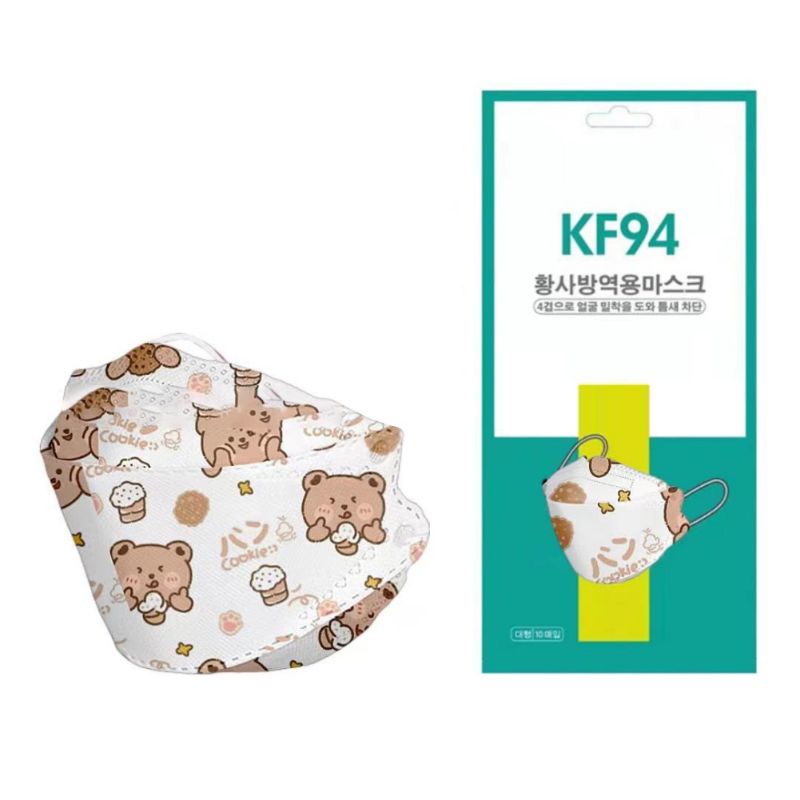 [ Hàng Có Sẵn ] 1 Túi 10 Chiếc Khẩu Trang KF94 Người Lớn Hoạ Tiết Gấu Và Thỏ Dễ Thương