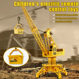 Mô hình xe cần cẩu điều khiển từ xa 4 kênh xoay 360 độ giáo dục sớm cho bé