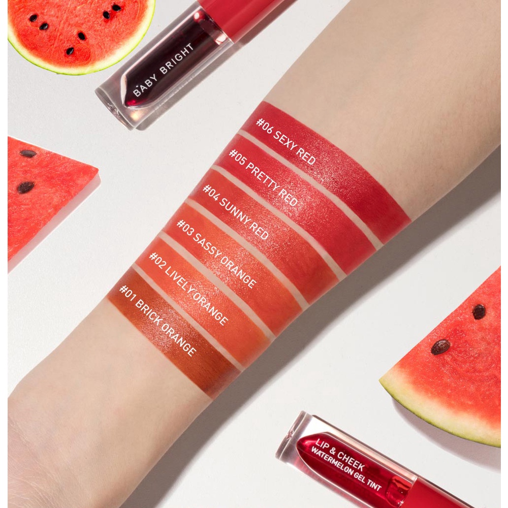 Son kem và má hồng Baby Bright Watermelon Gel Tint❤️son kem thái lan lì lâu trôi