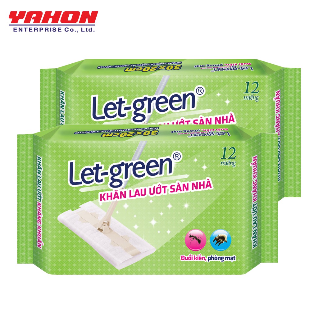 COMBO 2 BAO KHĂN LAU ƯỚT SÀN NHÀ DÙNG MỘT LẦN  ĐUỔI KIẾN PHÒNG MẠT KHÁNG KHUẨN LET-GREEN 12 MIẾNG