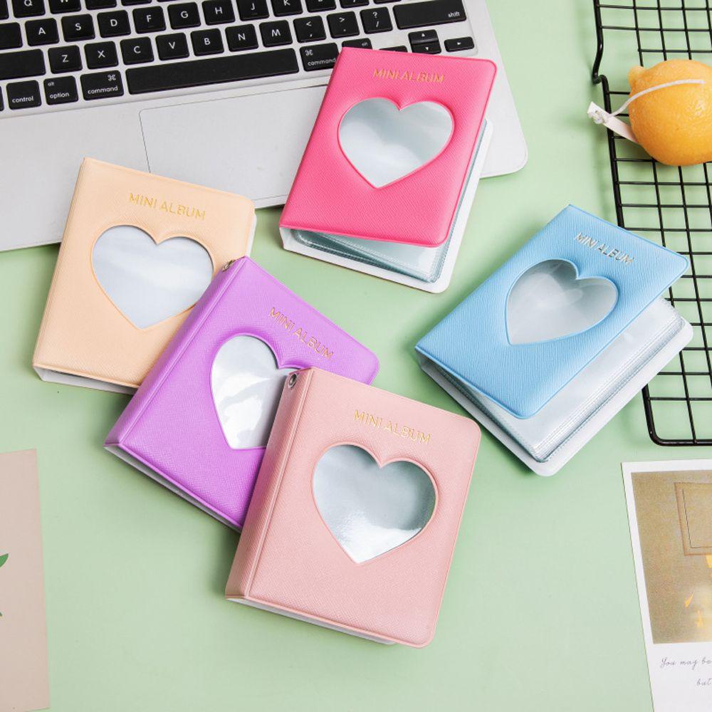 Album ảnh mini cắt rỗng hình trái tim lưu trữ ảnh 3 inch hình vuông kawaii/ nhiều màu