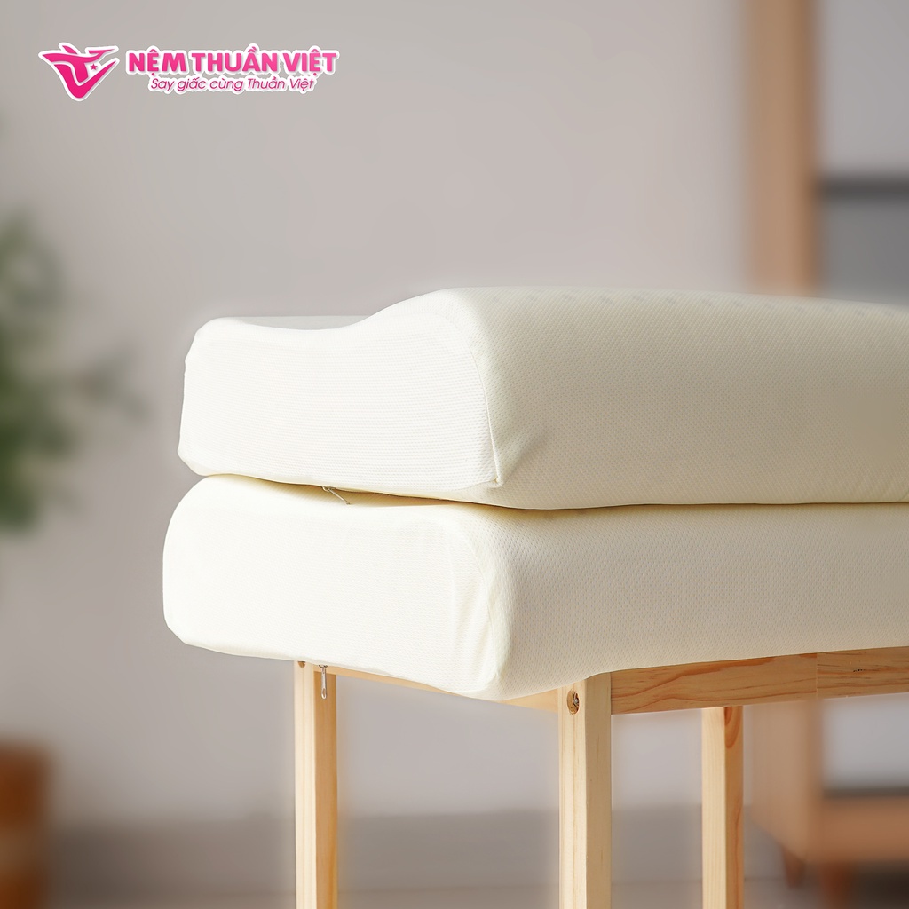 Combo Gối Ngủ Cao Su Thuần Việt - Chất Liệu 100% Cao Su Thiên Nhiên Cao Cấp, Thoáng Mát, Êm Ái