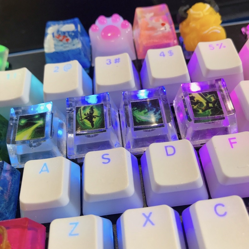 Set 4 Keycap skill Liên Minh xuyên led  - Keycaps LOL trang trí bàn phím cơ gaming
