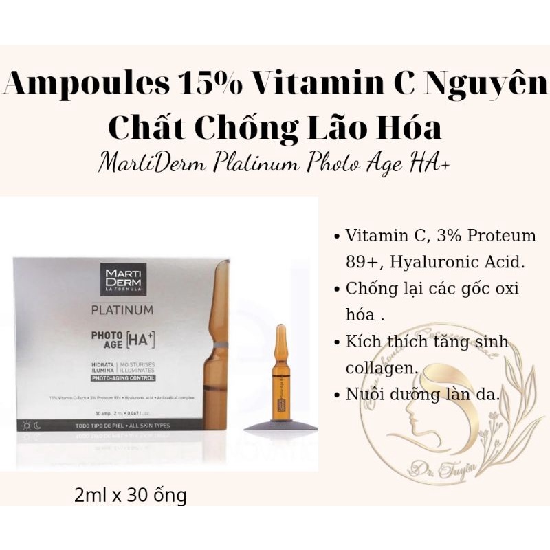 Ampoules 15% Vitamin C Nguyên Chất Chống Lão Hóa - MartiDerm Platinum Photo Age HA+