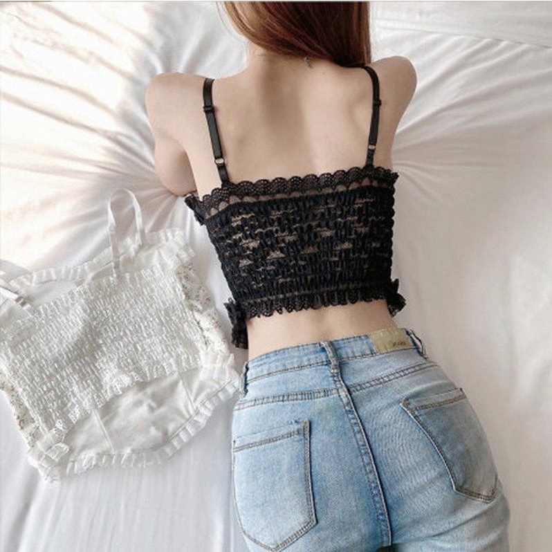 (Hàng Mơi Về)Áo Bra Ren Tiểu Thư Đính Ngọc Siêu Xinh - Áo Croptop Hai Dây Ren Cao Cấp