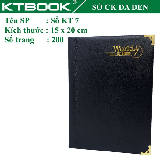 Sổ ghi chép Bìa Da Đen KTBOOK Cao Cấp KT 7 Dày dòng kẻ ngang khổ A5 - 200 trang