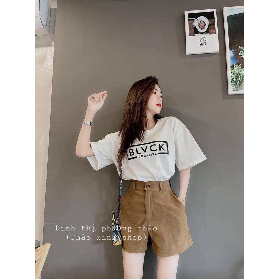 Set Bộ Black Mix Quần Sooc Nâu Bò Hot Trend | BigBuy360 - bigbuy360.vn