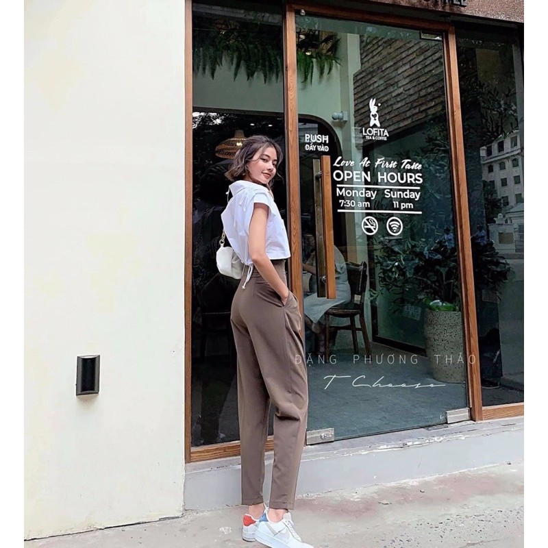 Quần Baggy vải lưng cao