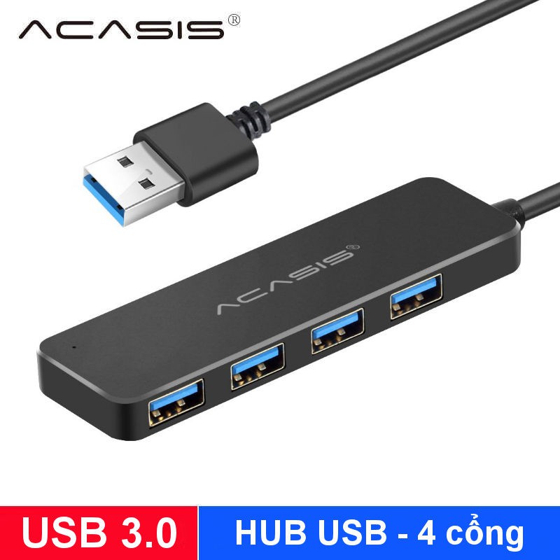 Bộ chia Hub 4 cổng USB 3.0 nhỏ gọn dùng cho laptop, máy tính PC, bàn phím, ổ đĩa... ACASIS AB3-L412