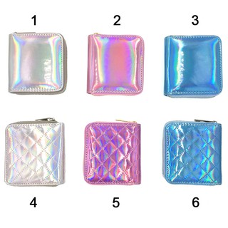 Bóp Ví Ngắn Nữ Cầm Tay Da Bóng Trơn Màu Hologram Loại Trơn Và Quả Trám !