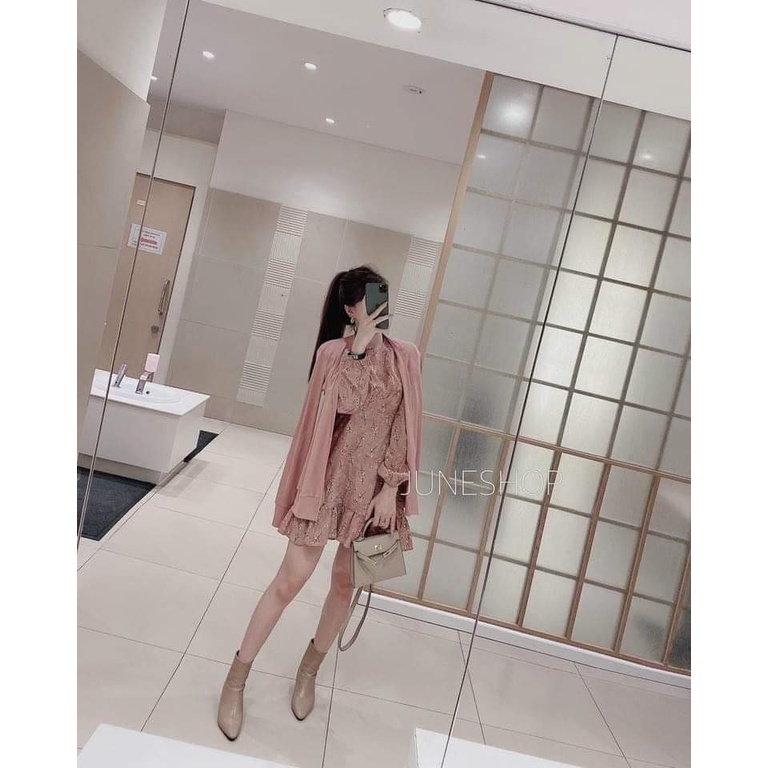 Set váy nhung tăm hoa + áo cadigan siêu xinh | BigBuy360 - bigbuy360.vn