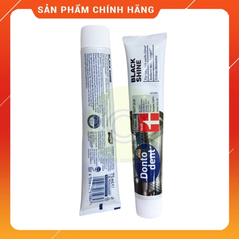 (75ml-màu đen) Kem đánh răng Dontodent Black Shine chiết xuất từ than hoạt tính, sản xuất tại nước Đức