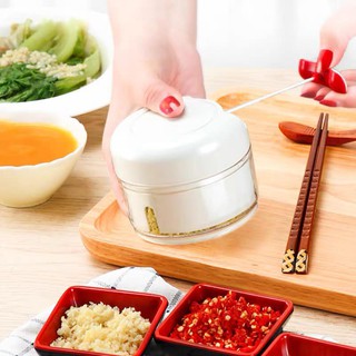 Máy xay nghiền tỏi hành ớt không cay mắt, thiết kế rút dây tự động thông minh, lưỡi thép không gỉ