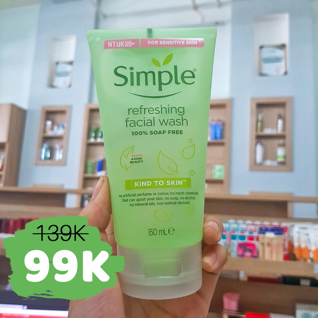 [ Mẫu Mới ] Sửa rửa mặt dạng gel Simple Refreshing Facial Wash 150ml