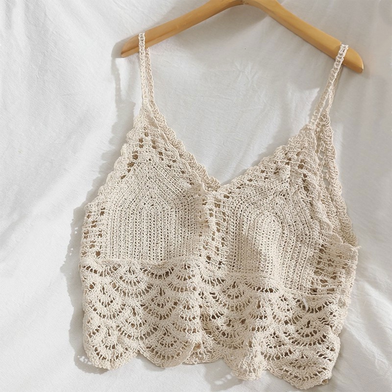 Áo Croptop Dệt Kim Hai Dây Cổ Chữ V Khoét Sâu Nhiều Màu Phong Cách Boho Thời Trang Đi Biển Cho Nữ