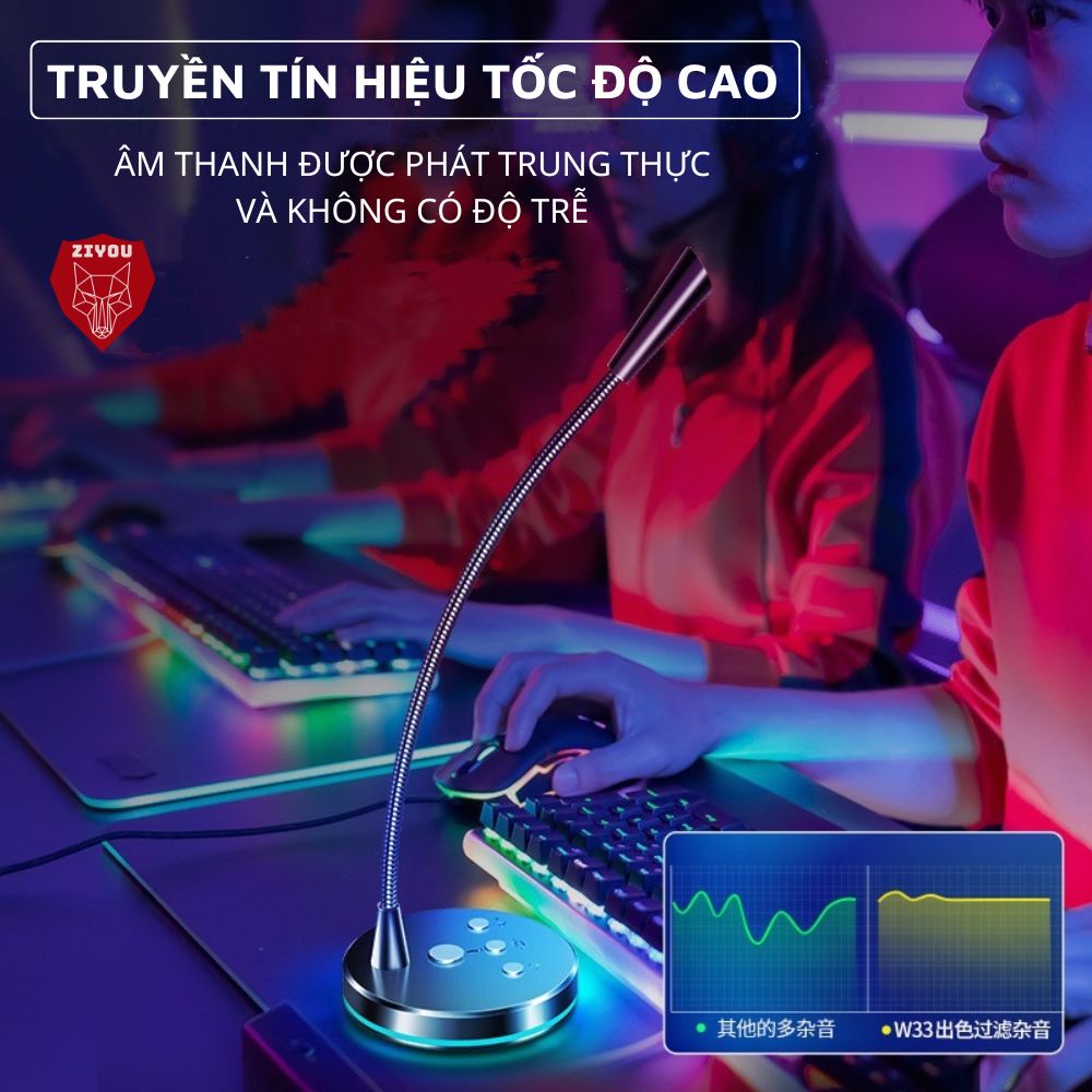 Micro Có Dây Ziyou W33 Mic 360 Độ Học Online, Thuyết Trình, Karaoke, Game Thu Âm Cực Tốt Kết Nối Điện Thoại, Máy Tính