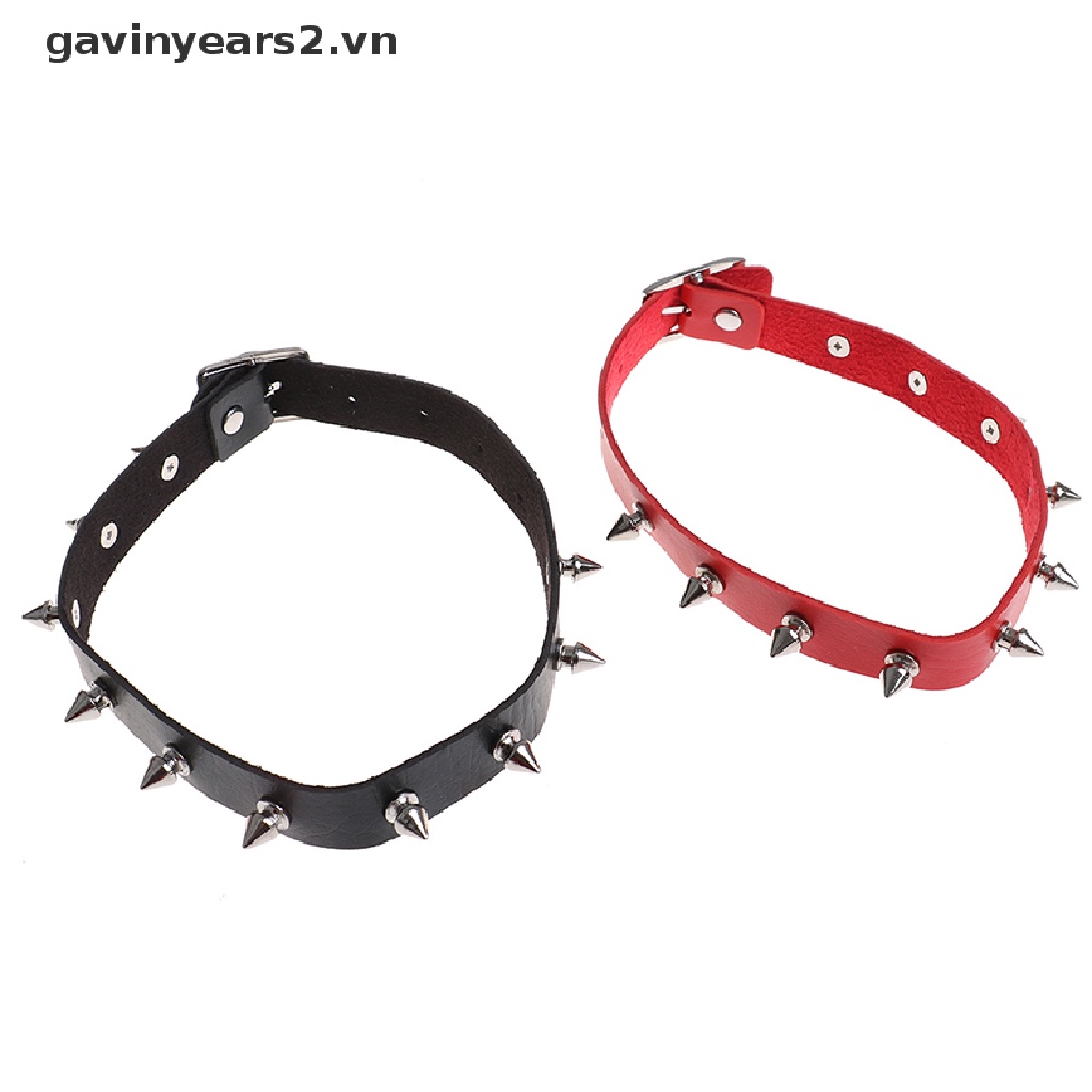 Set 2 Vòng Cổ choker Da Đính Đinh Tán Hình Trái Tim Phong Cách gothic punk Dành Cho Nam Và Nữ