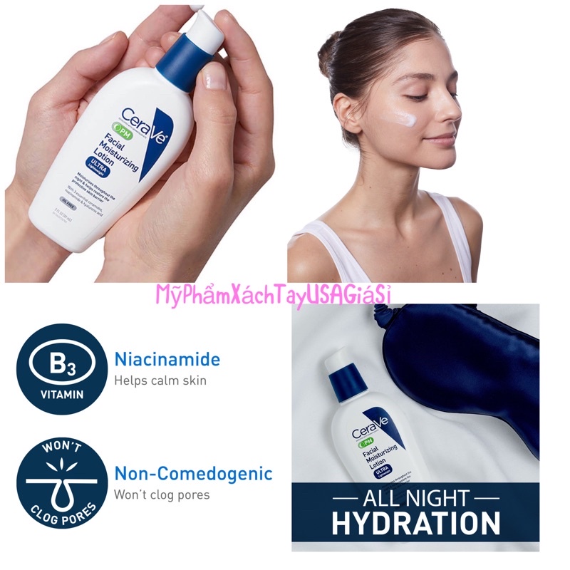 Kem dưỡng da ban đêm CeraVe Facial Moisturizing Lotion PM 4% Niacinamide