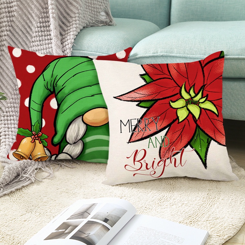 Vỏ Gối Sofa Vải Lanh Trang Trí Hình Chủ Đề Giáng Sinh