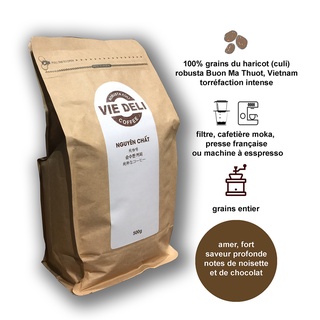 Cà phê hạt Robusta Culi VieDeli, túi 500g