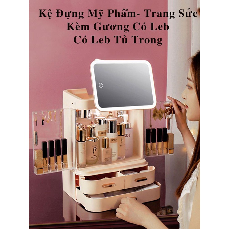 Tủ Đựng Mỹ Phẩm Kèm Gương Có Đèn Leb