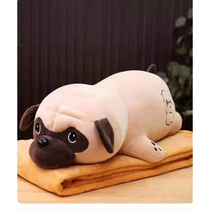 Gấu Bông Có Mền - Chăn Gối Văn Phòng 3in1 - Chó Pug