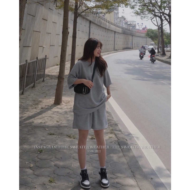 Set Trơn Tổ Ong Cộc Tay Nữ  Bộ quần short đùi áo form rộng tay lỡ, sooc phông mặc ở nhà Ulzzang  XƯỞNG MAY TC2