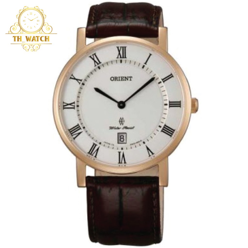 Đồng hồ Nam Orient FGW0100EW0 siêu mỏng, mặt trắng, dây da, kính shapphire - Máy pin