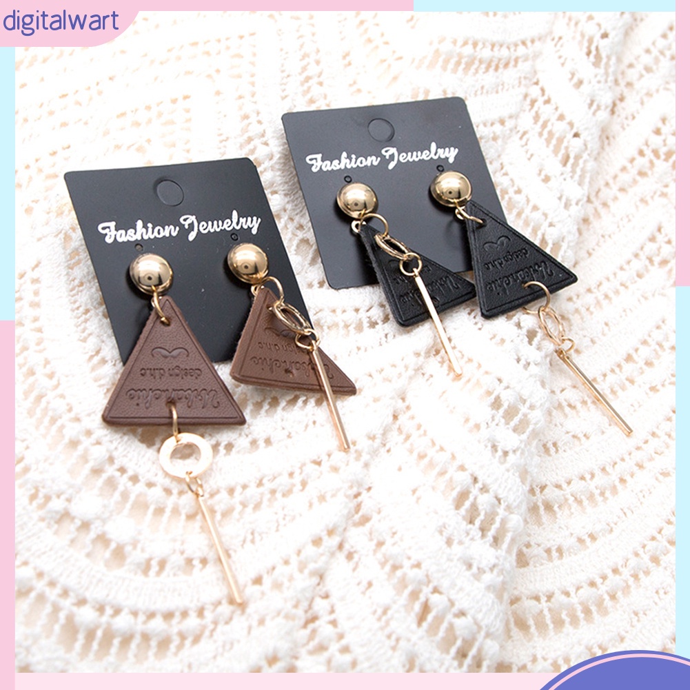 Đôi bông tai phối họa tiết da khắc chữ thời trang cho nữ