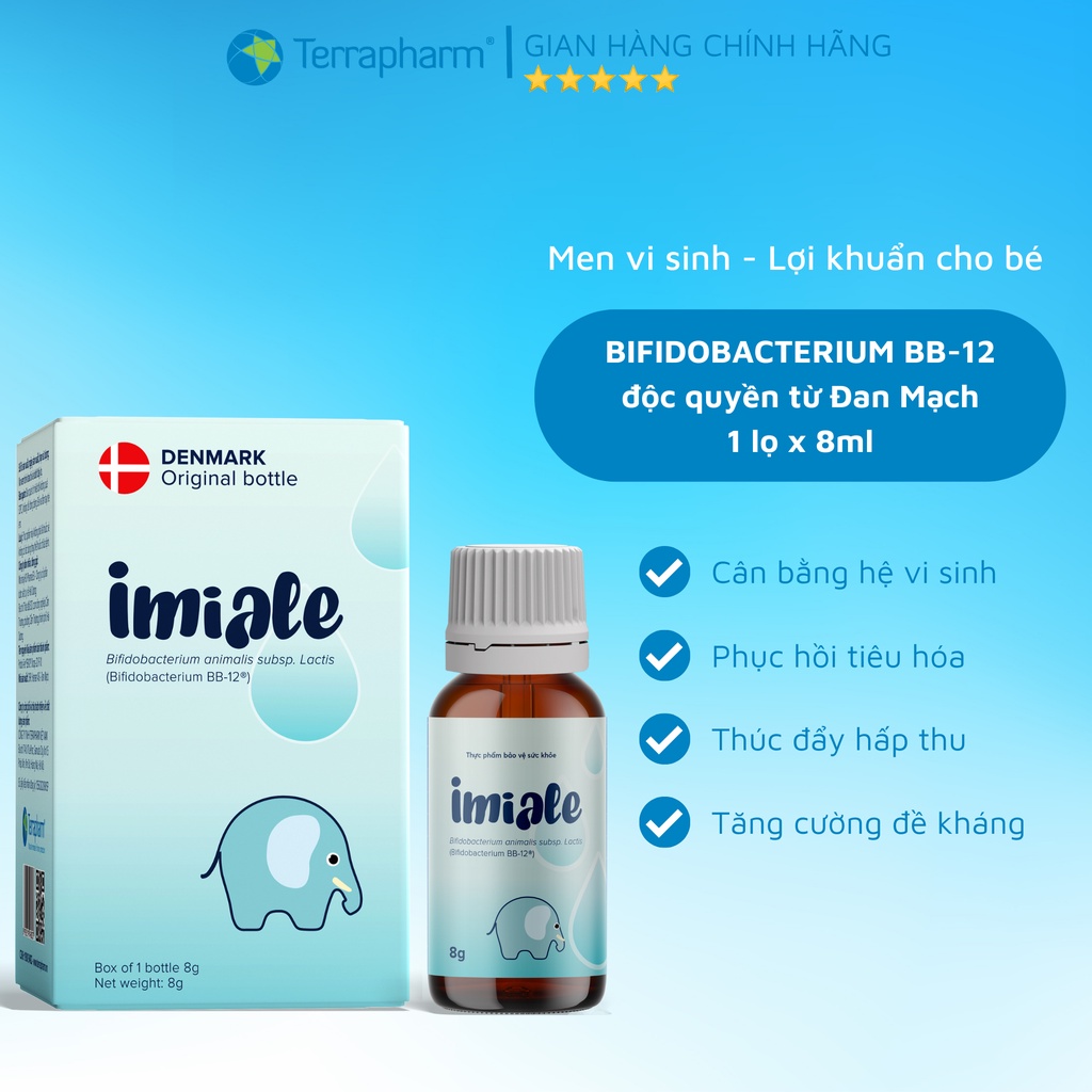 Men vi sinh IMIALE - Cải thiện tiêu hóa, biếng ăn, tăng đề kháng từ Đan Mạch, dung tích 8ml