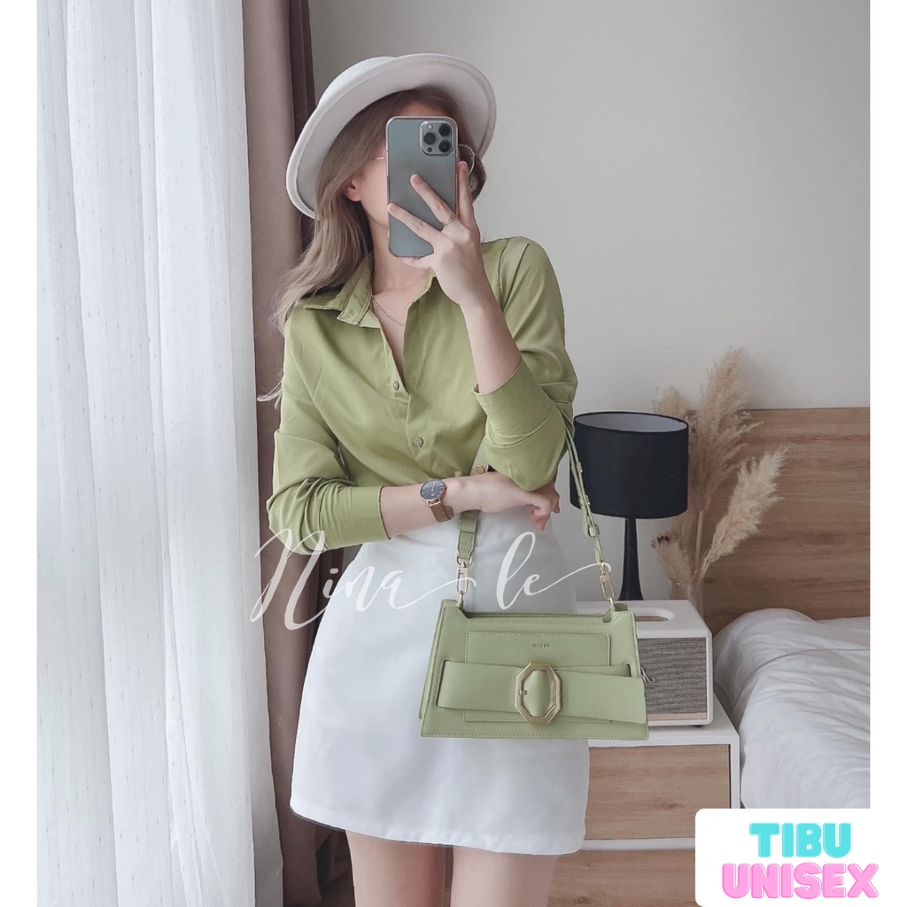 Set bộ nữ áo sơ mi kèm chân váy TIBU, Set Chân Váy 2022 Vải Đũi Xước Mềm Mát Chân Váy Chun Có Lót Freesize