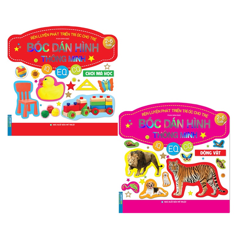 Sách-Combo4c-bóc dán hình thông minh IQ-EQ-CQ( 2-6 tuổi)-Chơi mà học+Động vật+Phương tiện giao thông+Rau, củ, quả