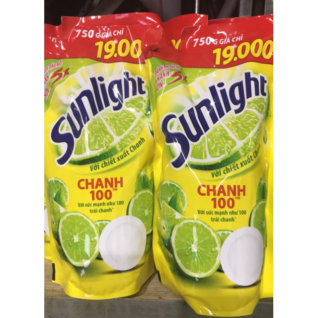 Nước rửa chén Sunlight Chanh 100 túi 750g