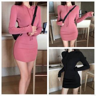 Đầm Body tay dài có nón cho nữ
