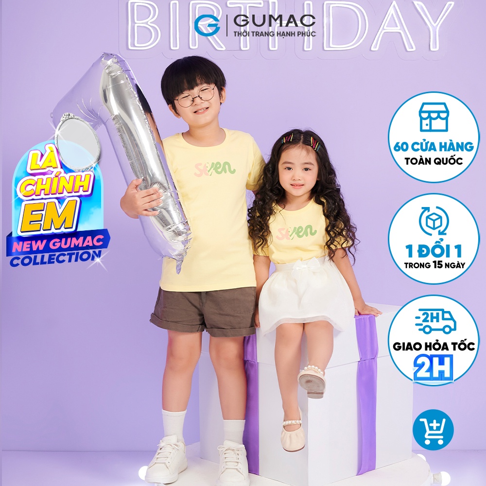Áo Thun Bé Thời Trang Gumac ATKC08089 In Chữ Seven