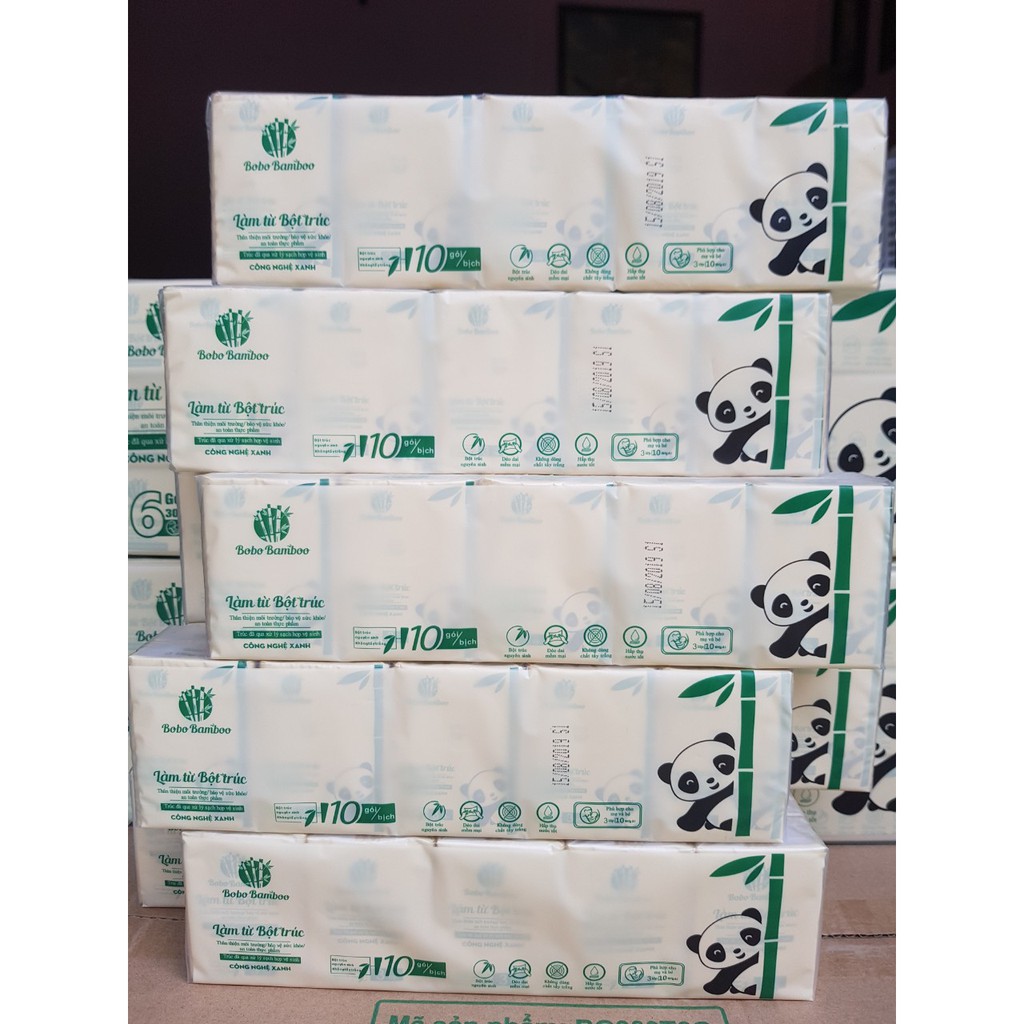 20 Gói Bỏ Túi >> Giấy Ăn Gấu Trúc Siêu Dai Bobo Bamboo
