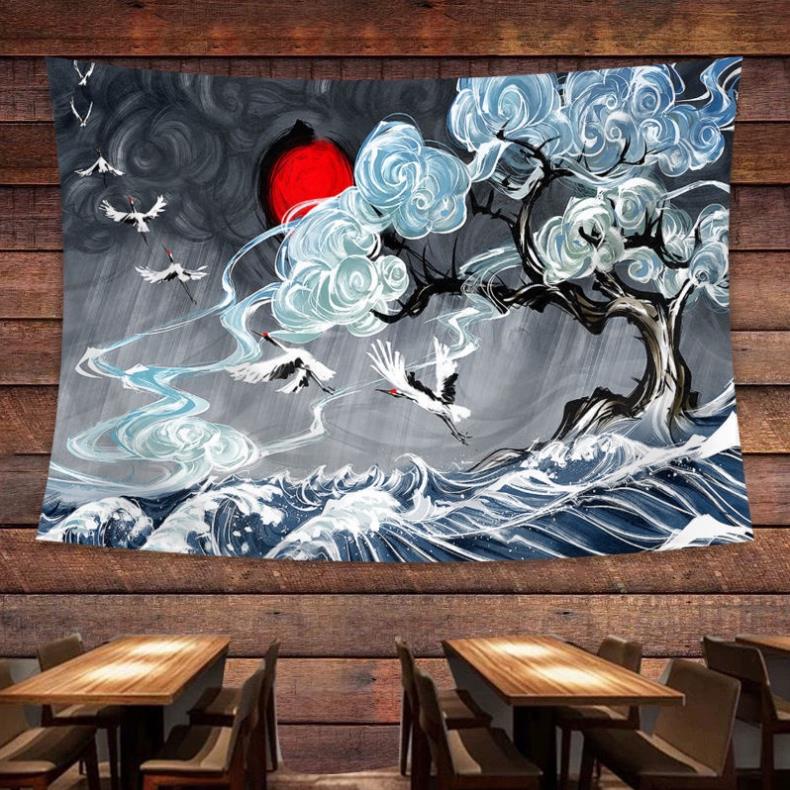 Tranh vải treo tường phong cách Ukiyo-e Nhật Bản 150*130cm cao cap-in theo yêu cầu