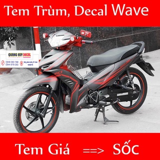 Tem trùm wave RSX đen chỉ đỏ - Độ dán team trùm decal xe máy wave RSX đen chỉ đỏ - Team trùm decal xe máy wave rẻ đẹp và