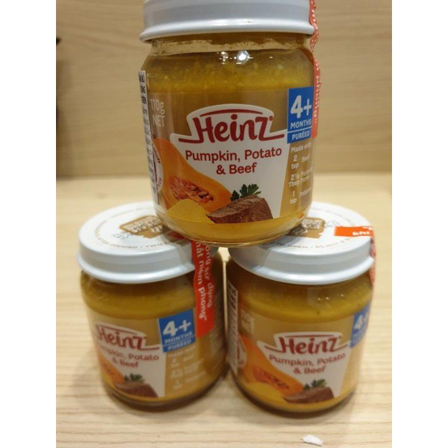( KIBO ) Heinz - Dinh dưỡng đóng lọ bí đỏ, khoai tây và thịt bò cho bé 4m+ 110g