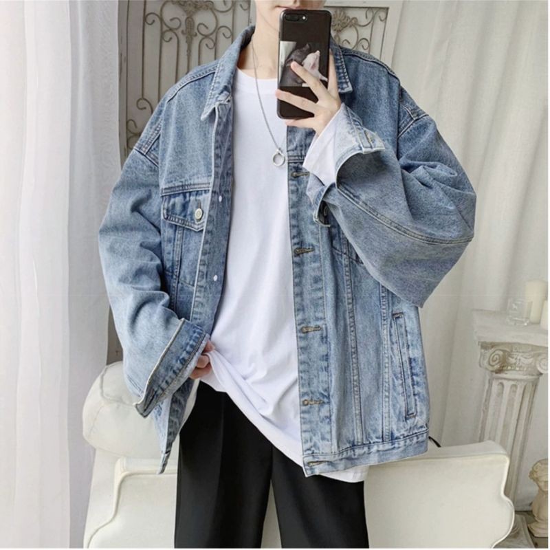 (Có video) Áo khoác bò xanh basic unisex ulzzang - ẢNH THẬT