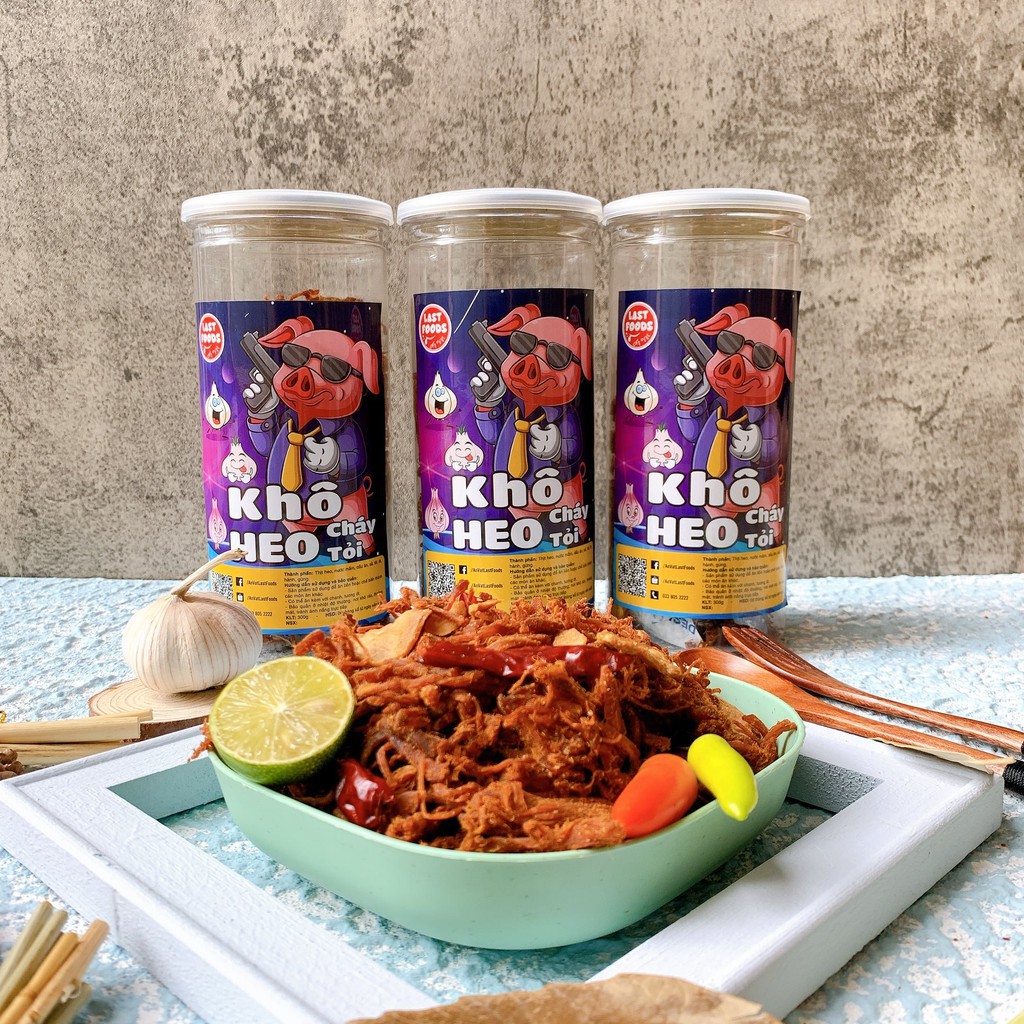 Khô heo cháy tỏi 300gr ít cay hũ pet tiện lợi, TUMDUM  đồ ăn vặt HÀ NỘI | BigBuy360 - bigbuy360.vn