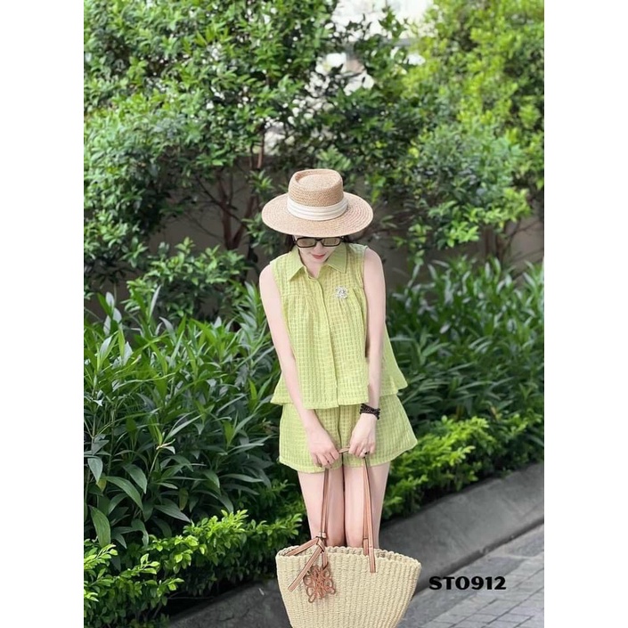 [8.8 Sales Freeship] Set bộ đùi lưới sát nách đi biển, set bộ babydoll cổ bẻ xòe phồng mix quần đùi xinh xắn dx
