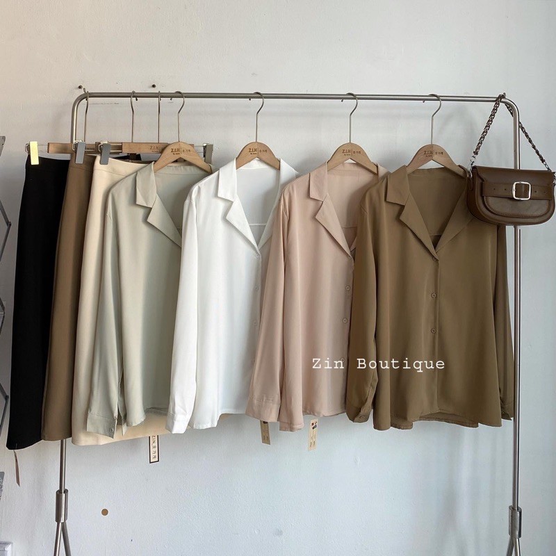 Áo sơ mi nữ tay dài cổ kiểu vest