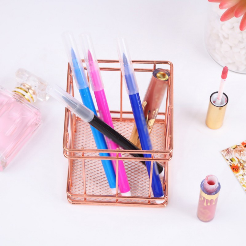 Rổ đựng dụng cụ văn phòng màu vàng hồng bằng sắt sang trọng