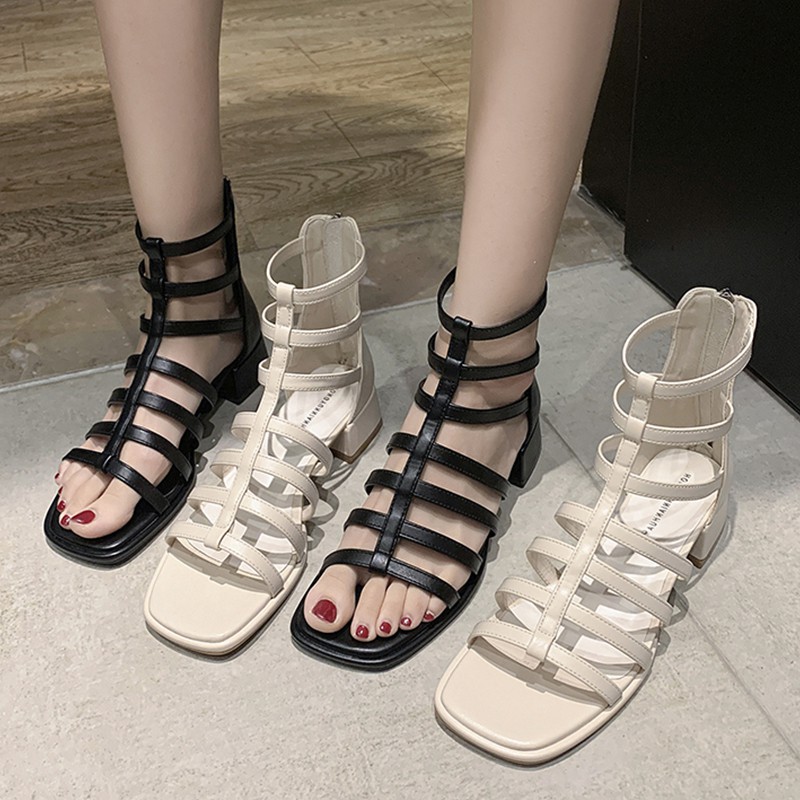 Sandal chiến binh nữ phong cách cá tính đế vuông 3 phân ôm chân siêu đẹp