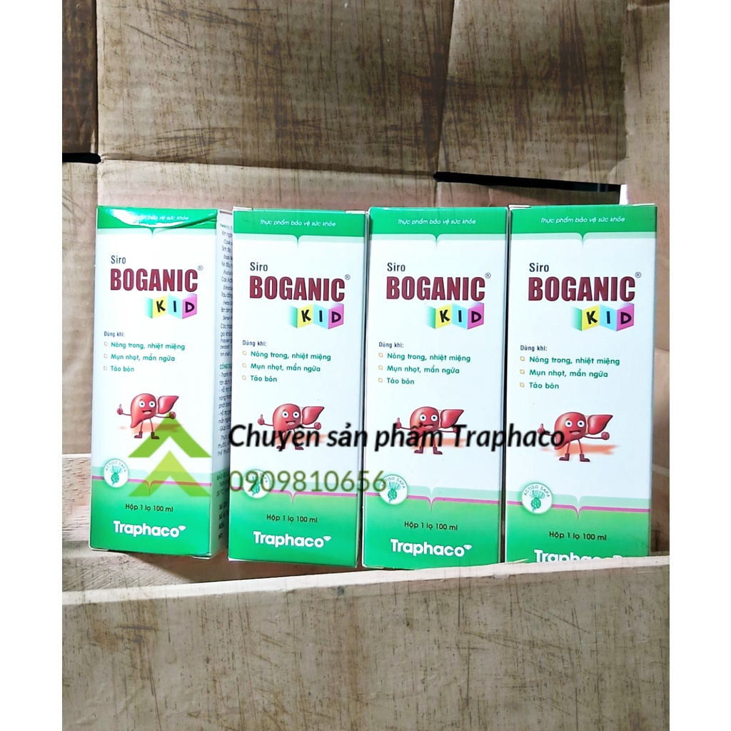 Siro Boganic Kid Traphaco - hỗ trợ mát gan, thanh nhiệt, giảm mẩn ngứa, rôm sảy cho bé từ Actiso và thảo dược