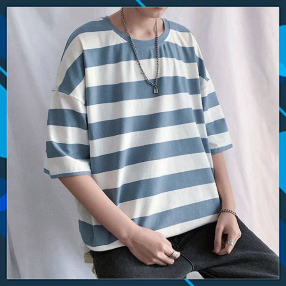 Áo Thun Tay Lỡ Form Rộng Kẻ Sọc Ngang Siêu Hot🍁 Unisex nam nữ đều mặc được | BigBuy360 - bigbuy360.vn