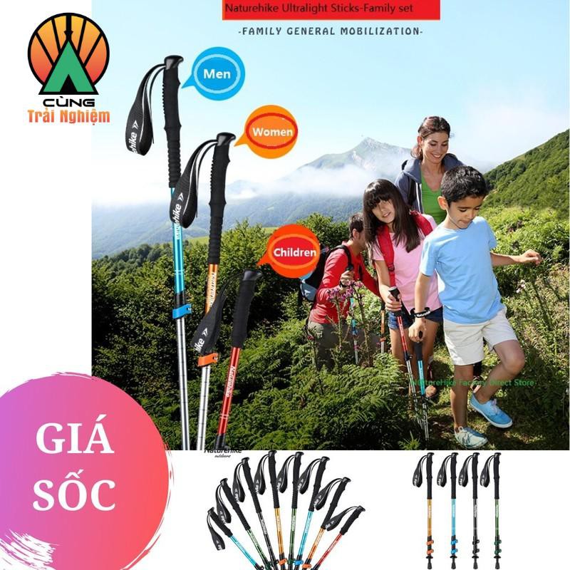 Gậy Dã Ngoại, Leo Núi, Trekking NatureHike NH17D001-Z (Dành Cho Trẻ Em) Hợp Kim Nhôm Siêu Nhẹ, Chịu Lực.
